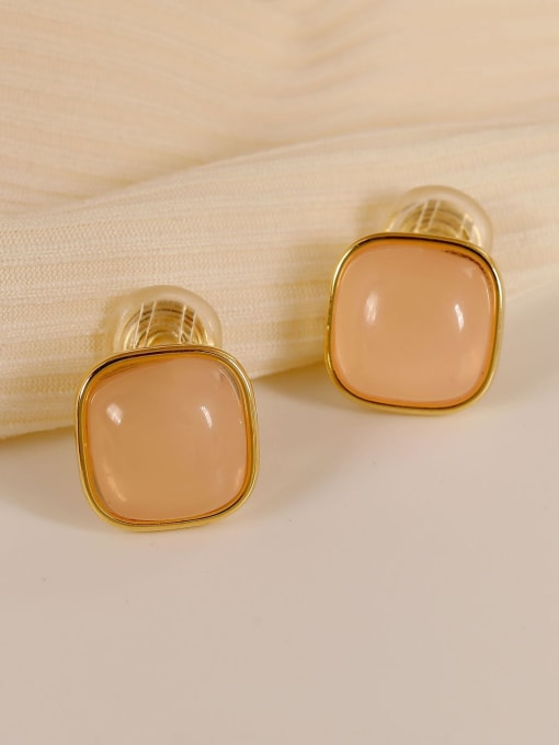 14k gold [transparent powder] Zinc Alloy Resin Geometric Minimalist Stud Earring